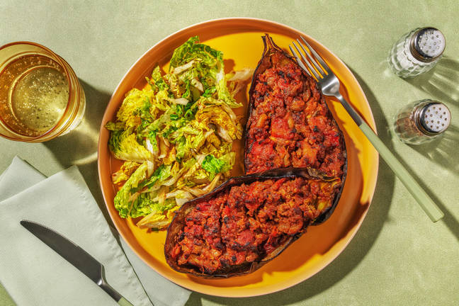 Aubergine farcie de bœuf aux saveurs orientales