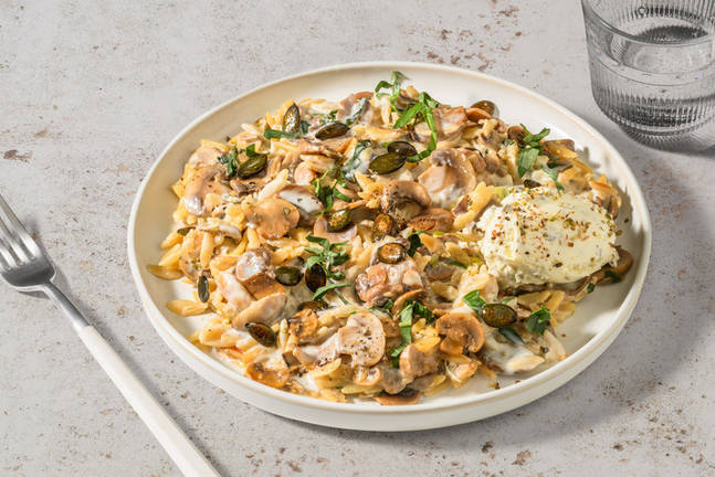 Risotto de orzo con champiñones