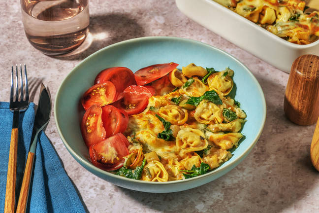 Romige tortelloni met paddenstoelen uit de oven