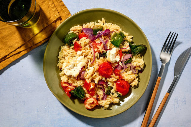 Feta and Padron Pepper Orzo Bake