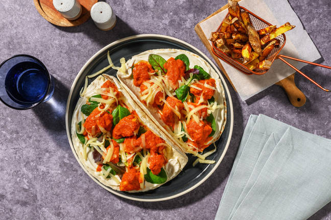 Cheesy Peri Peri Chicken Tacos and Chips