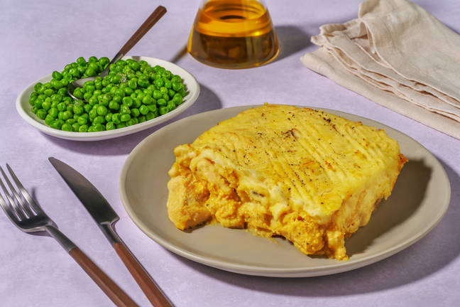 Creamy Curried Chicken Pie and Peas