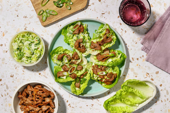 Ssam coreano de bulgogi de ternera estilo asiático