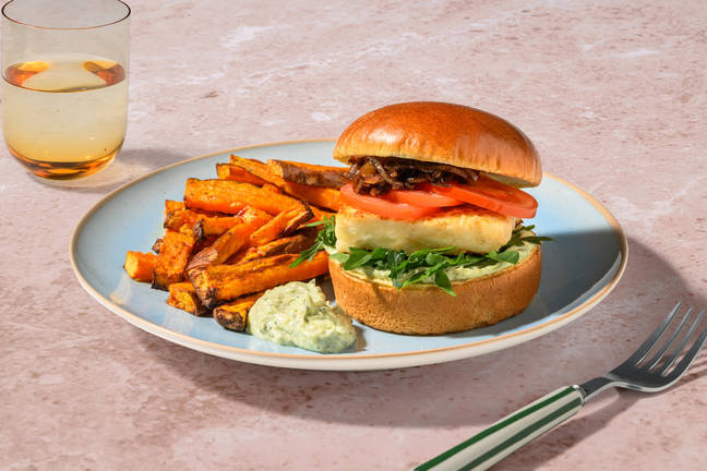 Halloumi and Caramelised Onion Burger