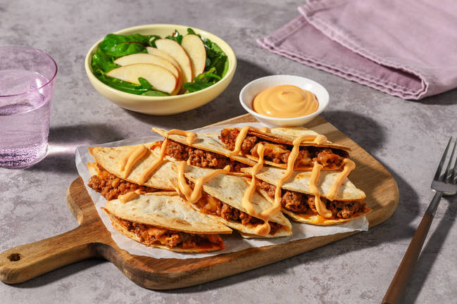 Cheeseburger Inspired Beef Quesadillas Rapidas