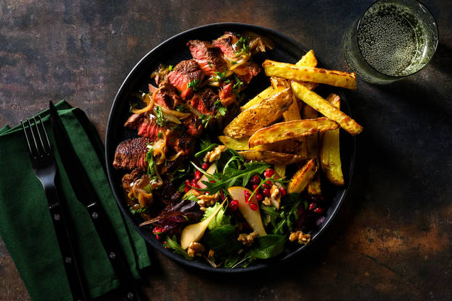 Stegt entrecote og rødvinssauce 