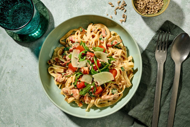Krämig bacontagliatelle