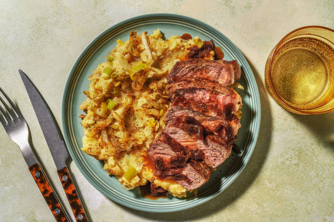 Steak met zelfgemaakte uienjus