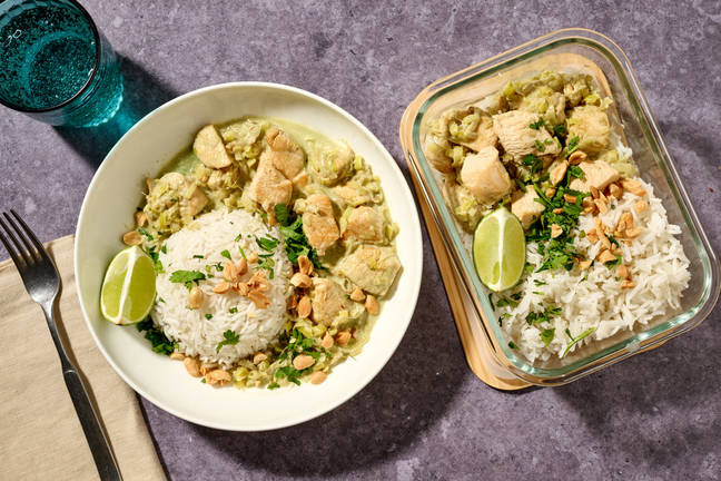 Curry vert thaï au poulet, coco & poireau