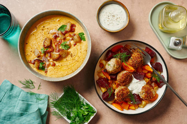 Soupe de courge, lardon grillés & croûtons