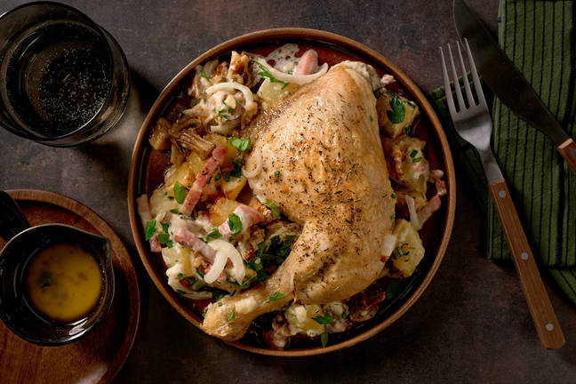Poulet rôti & pommes de terre au comté