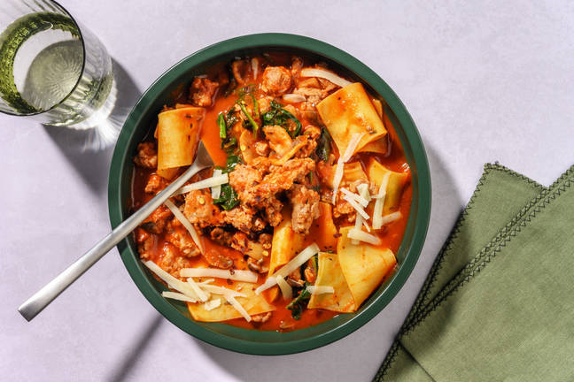 Super Quick Sausage Lasagne Soup