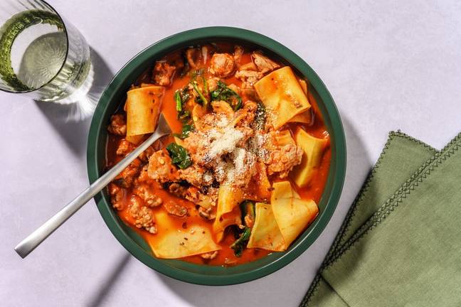 Super Quick Sausage Lasagne Soup