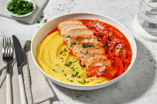 Snabblagad ostpolenta och kyckling