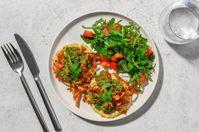 Ricottacos: base de ricotta con bacon de tofu