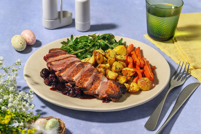 Knusprige gebratene Entenbrust mit Cranberry-Soße 