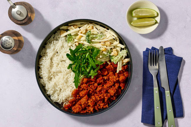 Easy Peasy Buffalo Inspired Pork Rice Bowl