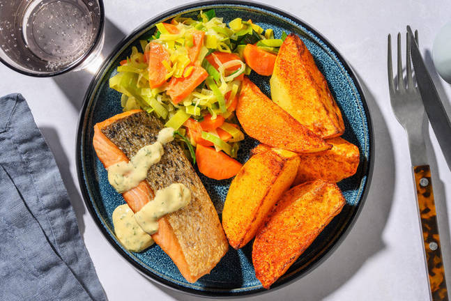 Gebratener Lachs mit cremiger Dill-Soße