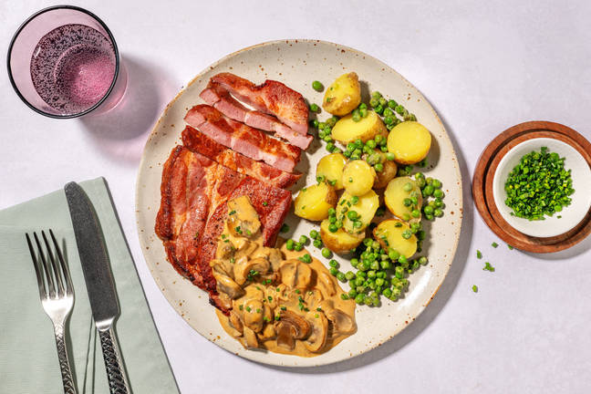 Quick Gammon and Black Garlic Mushroom Sauce