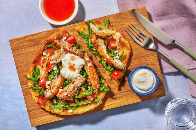 Gyros Inspired Sweet Chilli Chicken Flatbread