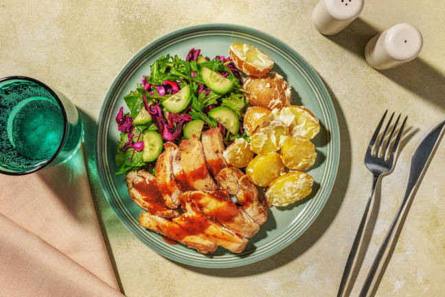 Quick BBQ Chicken Thighs and Aioli Potato Salad