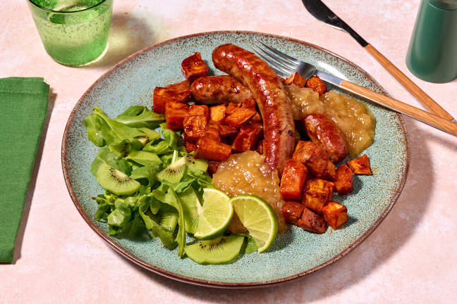 Peri Peri Glazed Sausages and Roasted Sweet Potato