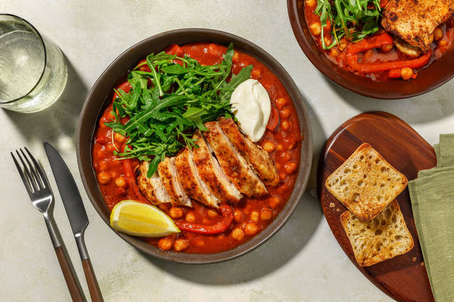 Speedy Peri Peri Chicken Thighs and Spiced Chickpeas