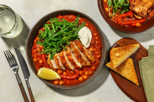 Speedy Peri Peri Chicken Thighs and Spiced Chickpeas