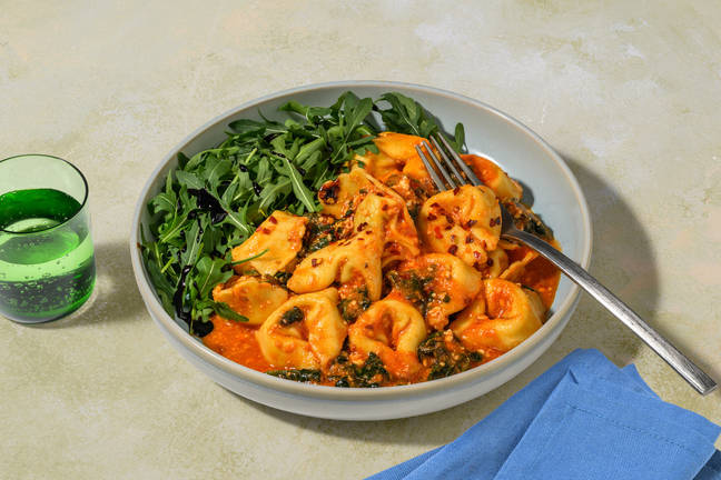 Arrabbiata Style Spinach and Ricotta Tortelloni