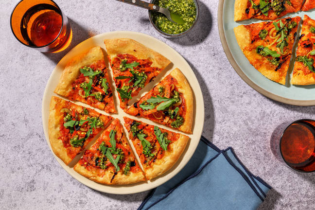 Charred Pepper and Pesto Thin Crust Pizza