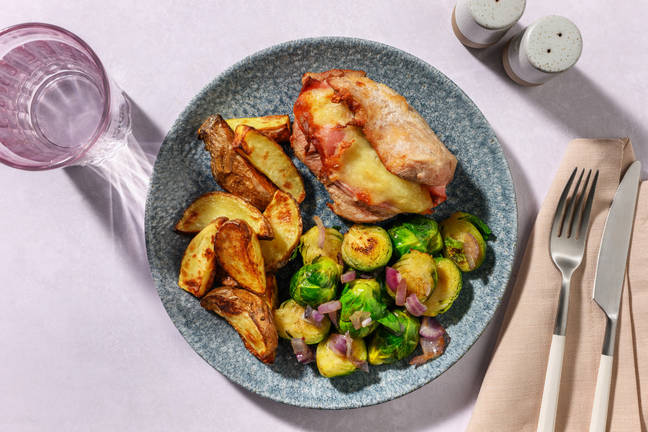 Varkenshaas gevuld met ham en kaas