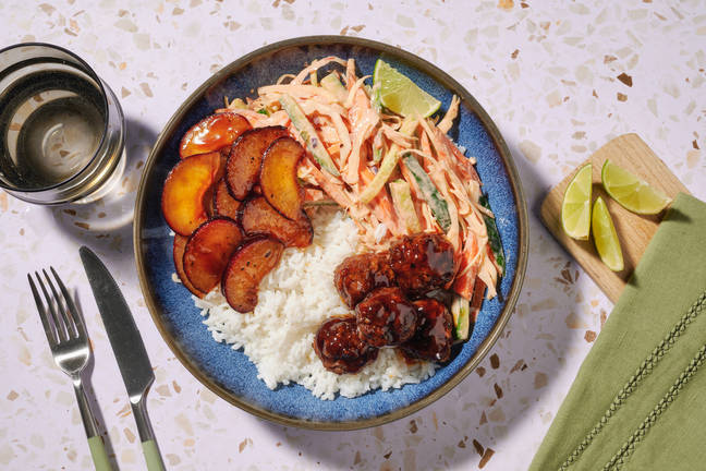 Air Fryer Teriyaki Beef Meatballs and Roasted Plums