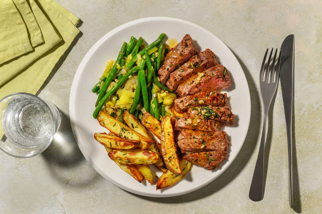 Beef and Hand-cut Rosemary Chips