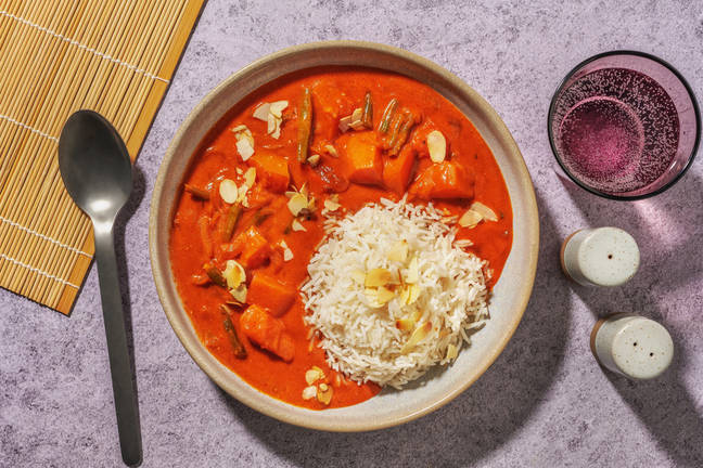 Tikka masala met flespompoen en mangochutney