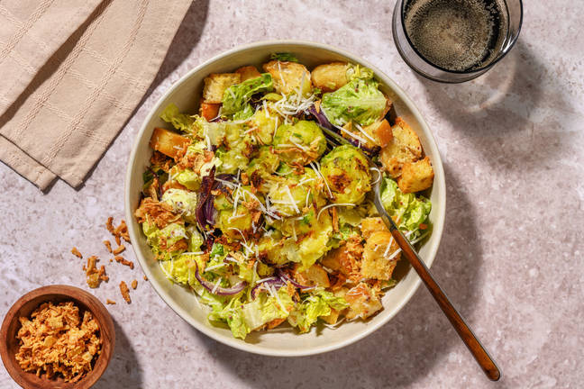 Crispy Smashed Sprout Caesar Style Salad