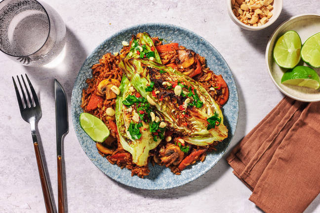 Charred Cabbage and Thai Style Nam Jim Dressing