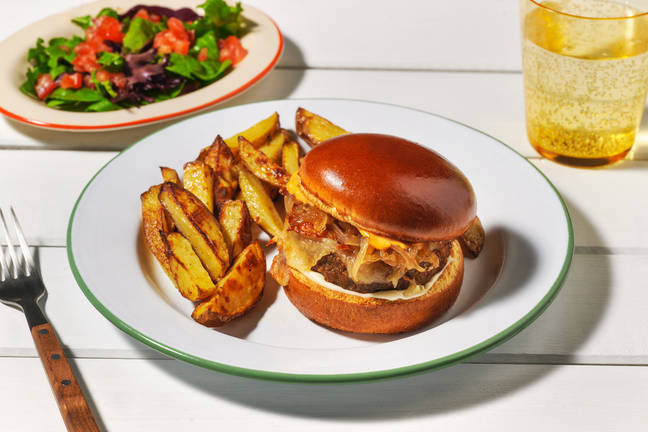 Loaded Cheesy Veggie Burger and Fries