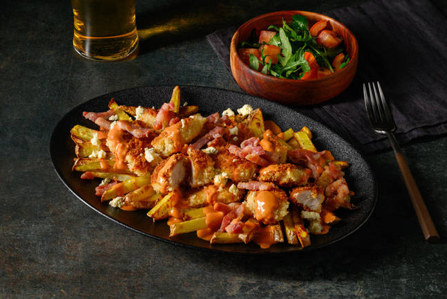 Buffalo Chicken Inspired Loaded Fries