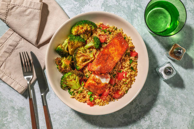 Middle-Eastern Style Salmon on Tabblouleh