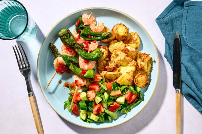 Chilli Garlic Prawn and Padron Pepper Skewers