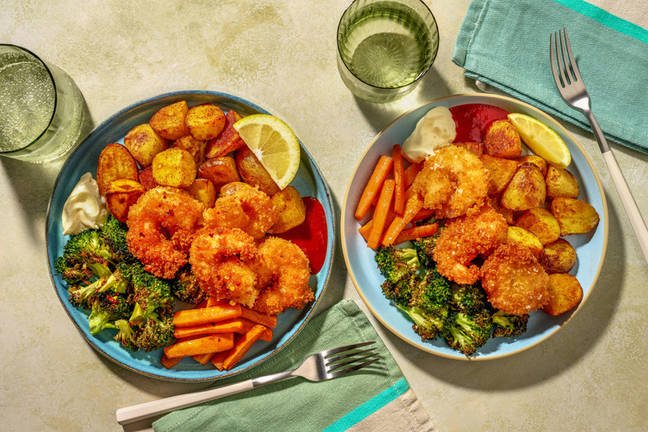 XL Popcorn King Prawns and Crispy Potatoes