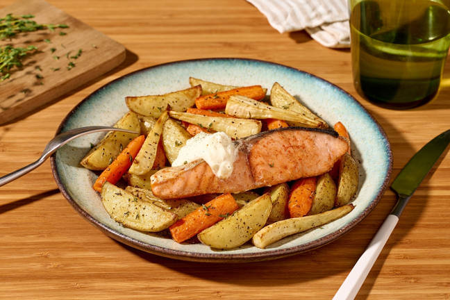 Salmon and Cream Cheese Traybake