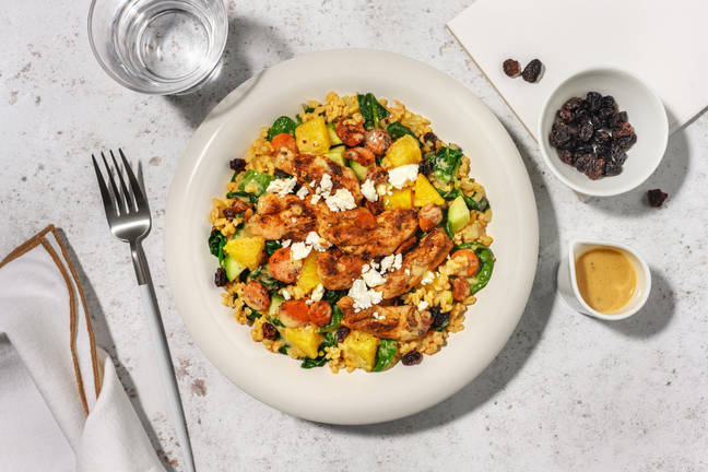 Bulgurbowl met kip en sinaasappelvinaigrette