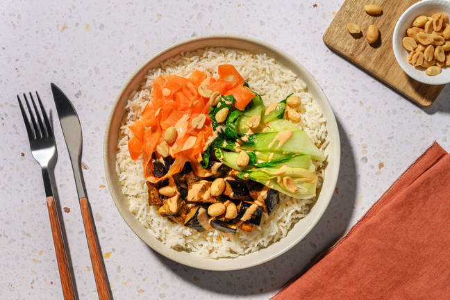 Sticky Miso Aubergine Rice Bowl