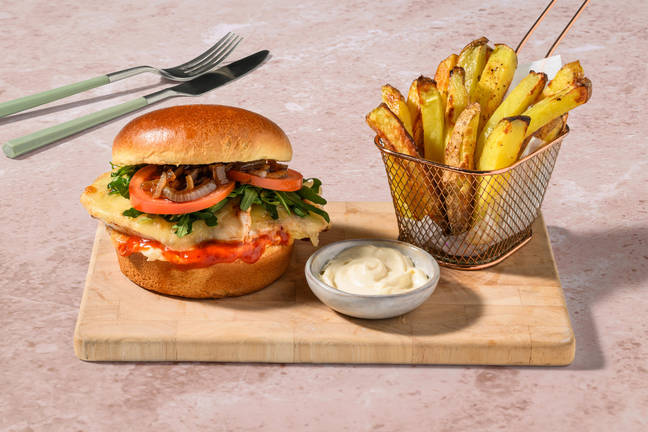 Caramelised Onion Cajun Chicken Burger