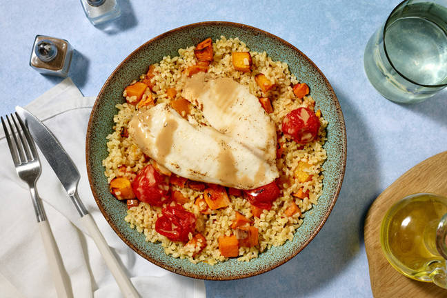 Baked Basa and Tahini Veg Traybake
