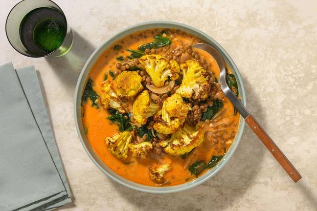 North Indian Style Roasted Cauliflower & Lentil Dal