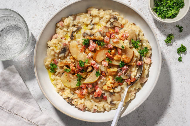 Caramelised Pear Risotto with Bacon & Gouda