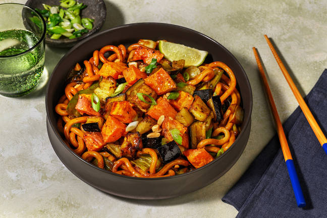 Honey Lime Glazed Aubergine Udon