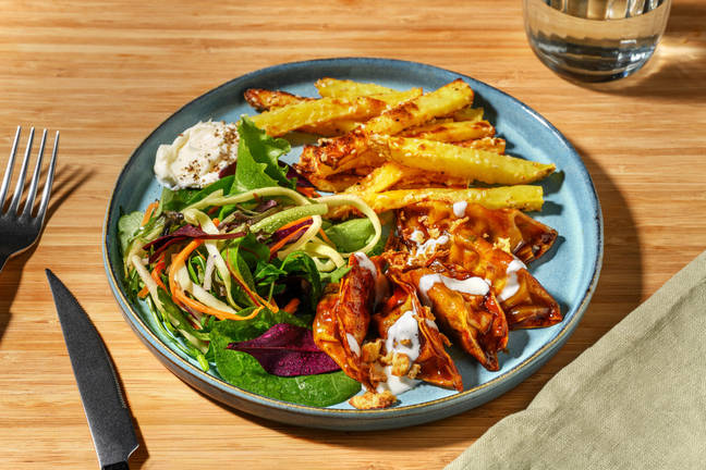 Teriyaki Glazed Crispy Veggie Gyozas